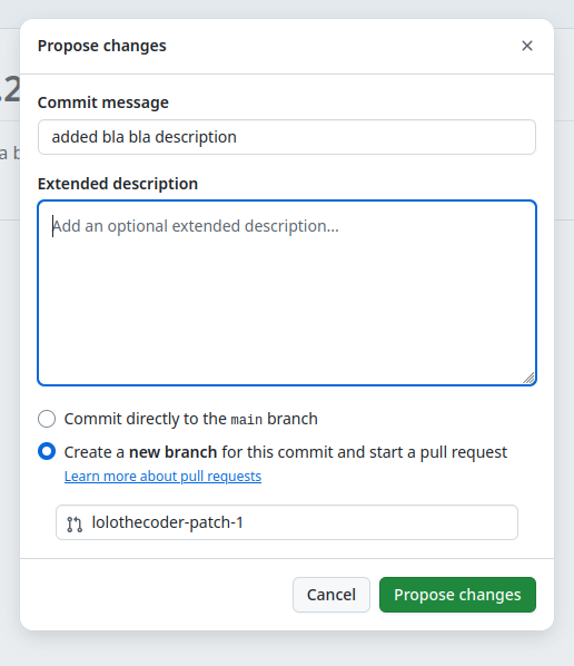 Commit and propose changes